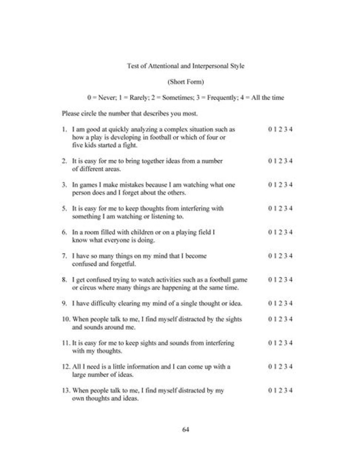 Test of Attentional and Interpersonal Style: Expert PDF Assessment