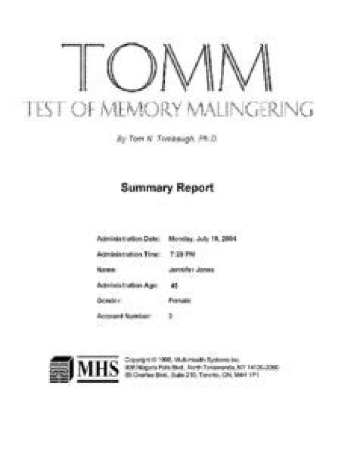 Memory Malingering Test Manual PDF: Validated Assessment Guide