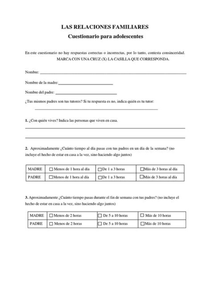 Test para Evaluar Relaciones Familiares en PDF