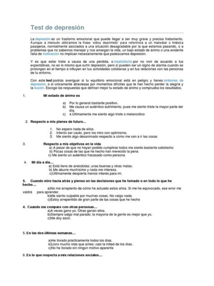 Test Para La Depresión PDF: Evalúa Tus Síntomas Hoy