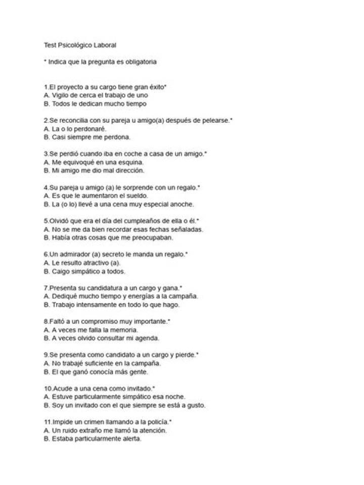 Test Psicologico Laboral PDF: Evalúa tu Perfil Profesional