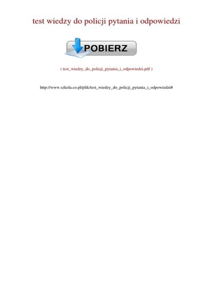 Test Wiedzy do Policji: Pytania i Odpowiedzi PDF – Sprawdź Wiedzę