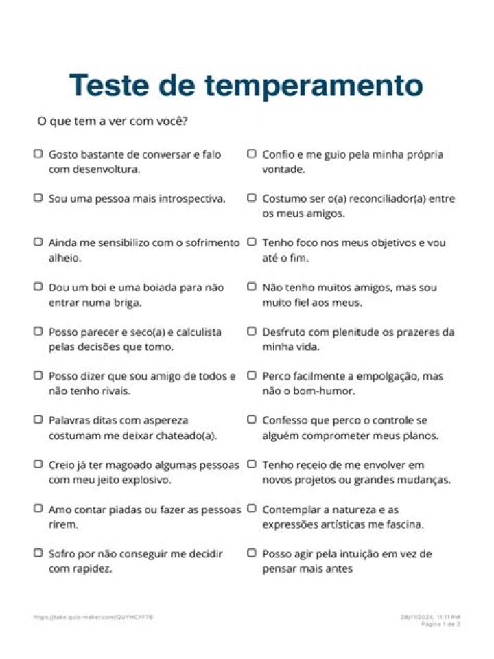 Teste de Temperamento PDF – Descubra Seu Perfil Emocional