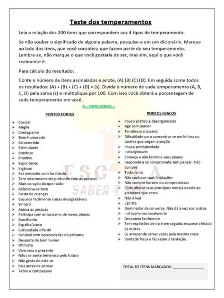Teste dos Temperamentos PDF: Descubra Seu Tipo de Personalidade