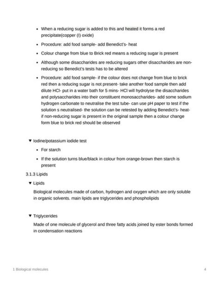 Lab Report: Testing for Biological Molecules PDF