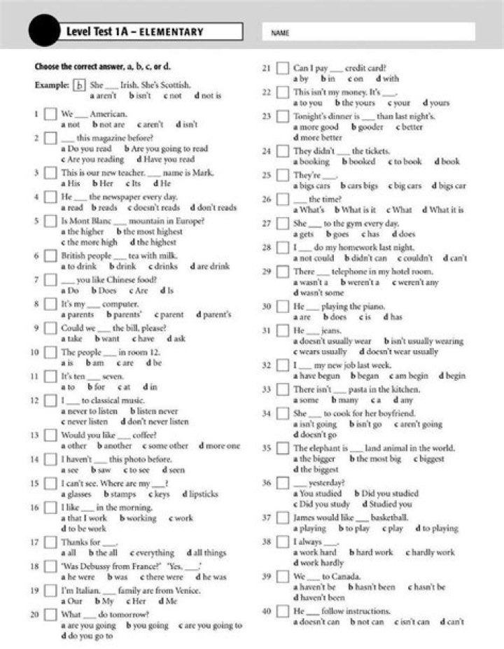 Top Free Tests for Elementary Level PDF Downloads
