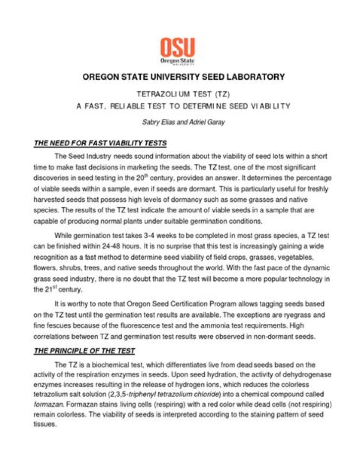 Tetrazolium Test for Seed Viability: PDF Guide to Accurate Germination Testing
