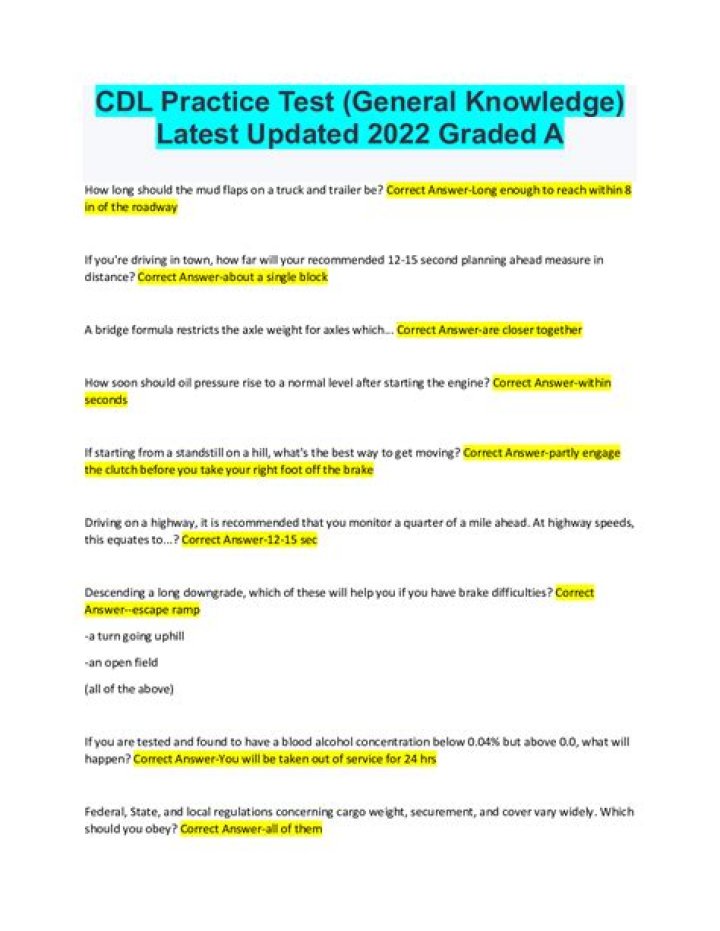 Texas CDL General Knowledge Test Answers PDF – Complete Study Guide