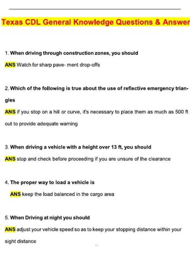 Texas CDL Questions and Answers PDF – Master Your Exam