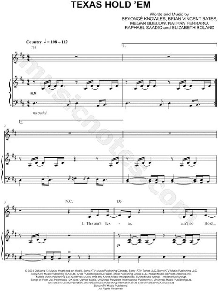 Texas Hold'em Sheet Music PDF – Play Now with Instant Download