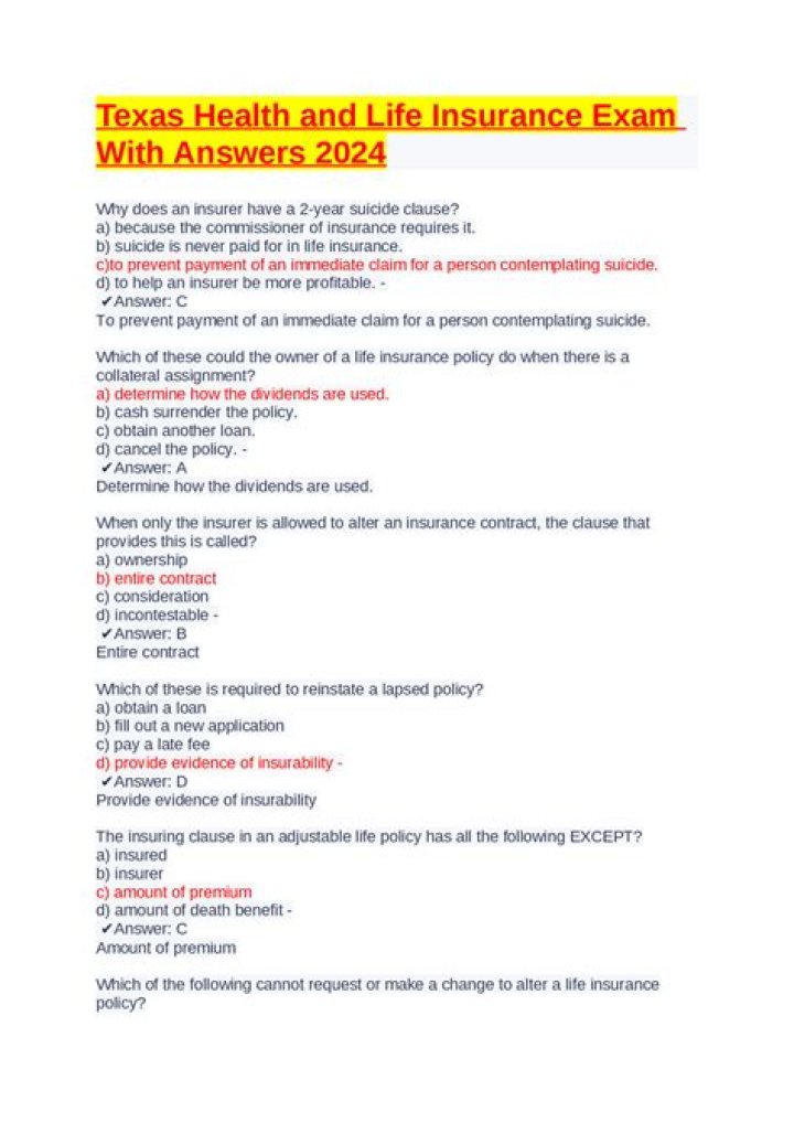 Free Texas Life Insurance Exam Questions & Answers PDF – Download Now