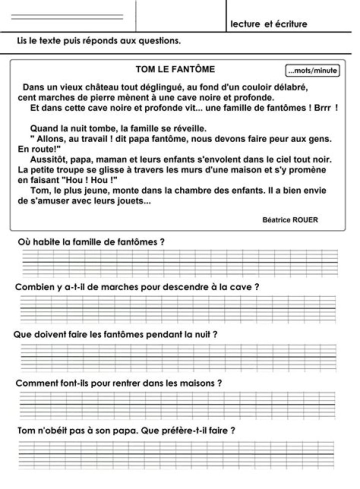 Texte de Lecture CE1 avec Questions PDF : Guide Complet