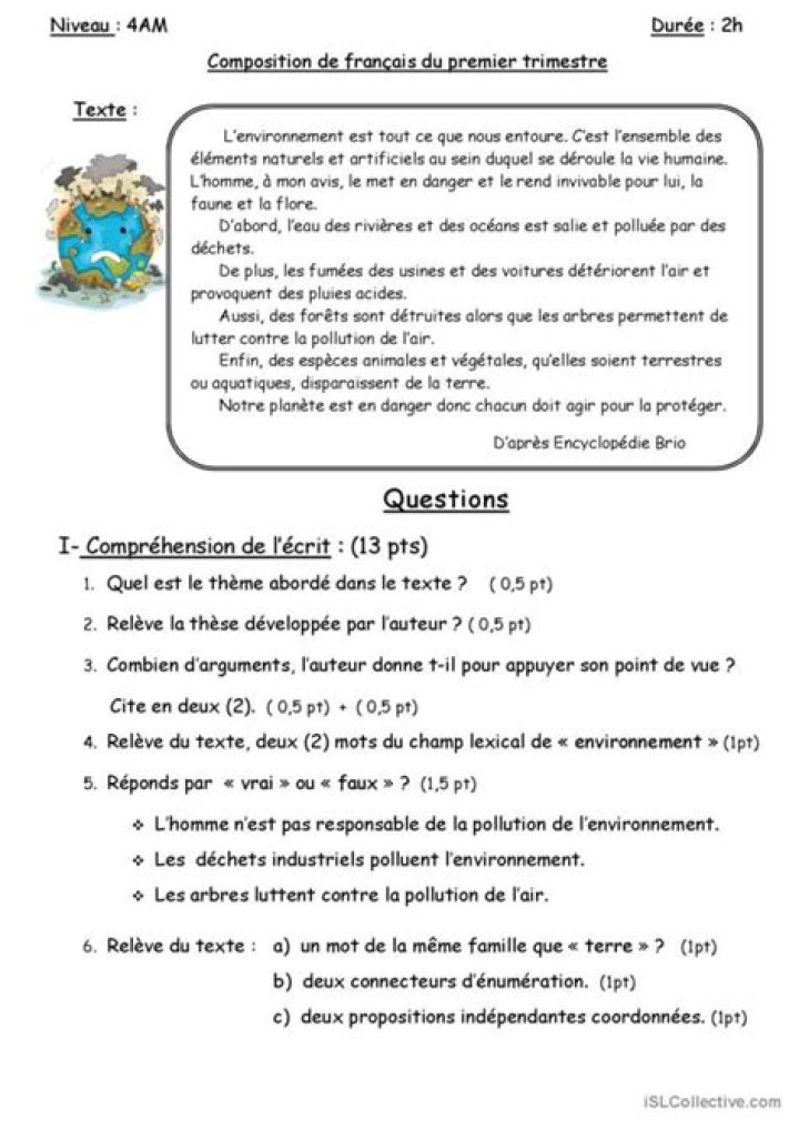 Exercices de Compréhension Française PDF pour 6ème : Textes et Questions