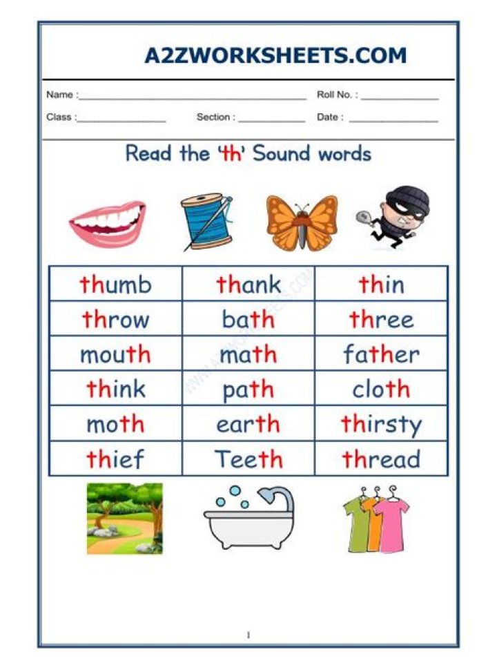 Free TH Sound Worksheets PDF for Speech Therapy