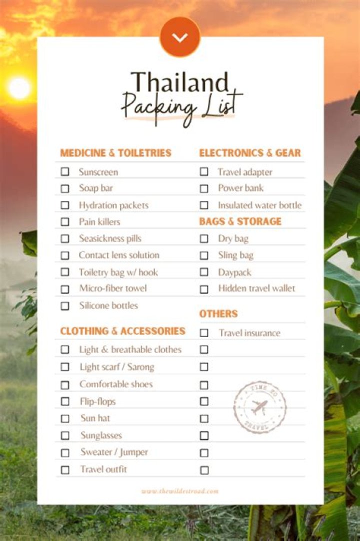 Thailand Packing List PDF – Essential Items Checklist