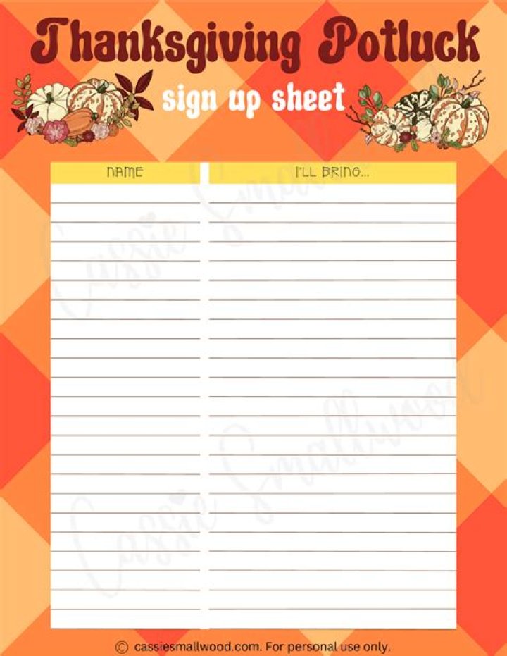 Thanksgiving Potluck List PDF: Easy Sharing Checklist