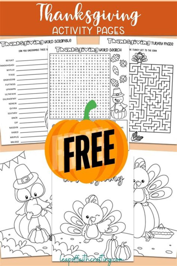Free Thanksgiving Worksheets PDF for Kids – Print & Printable
