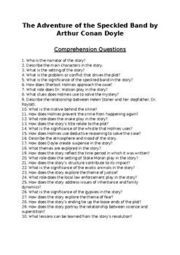 Adventure of the Speckled Band: Questions & Answers PDF