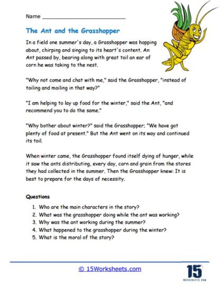 The Ant and the Grasshopper: Answer PDF for Key Questions