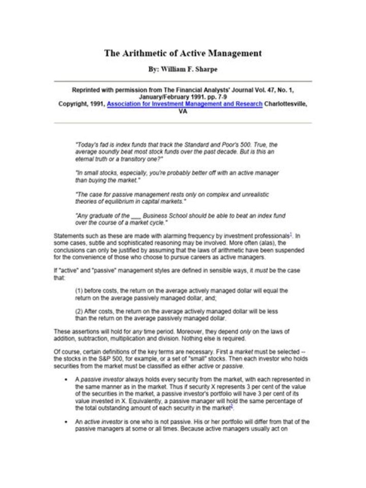 Mastering the Arithmetic of Active Management: A PDF Guide