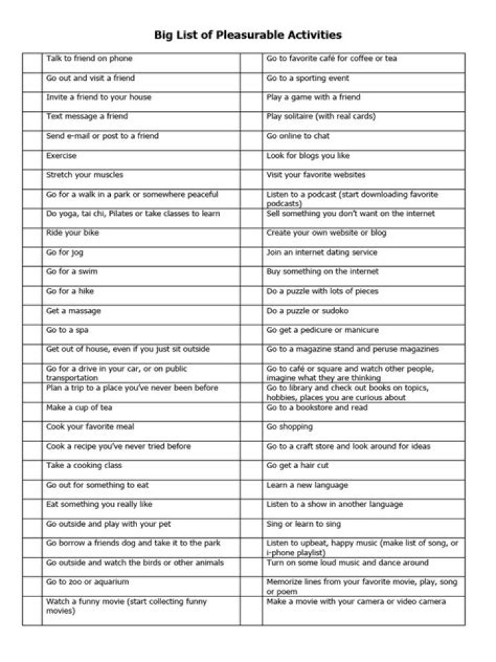 The Big List of Pleasurable Activities PDF – Enjoy Every Moment