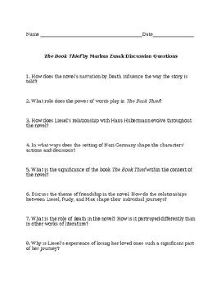 The Book Thief Discussion Questions PDF: Insightful Study Guides