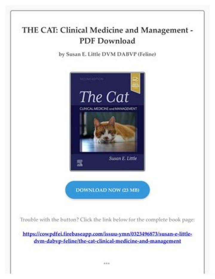 Essential Guide to Cat Clinical Medicine and Management PDF