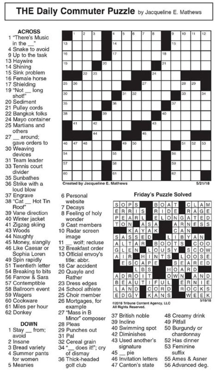 Daily Commuter Puzzle Answers Today PDF Free
