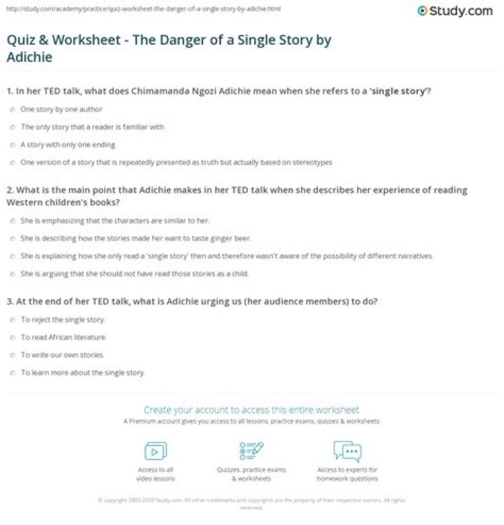 The Danger of a Single Story: Critical Questions PDF for Deeper Understanding