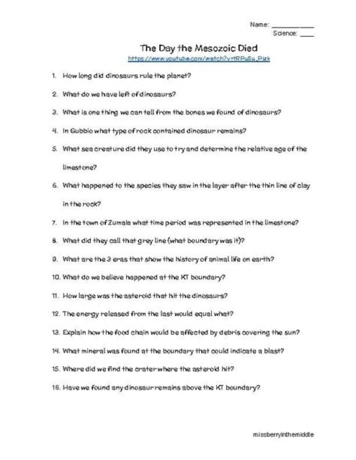 The Day the Mesozoic Died Answer Key PDF: Full Analysis & Study Guide