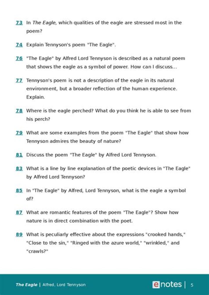 The Eagle Poem: Questions & Answers PDF Guide