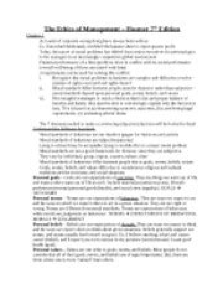 The Ethics of Management: A Critical Analysis by Hosmer PDF