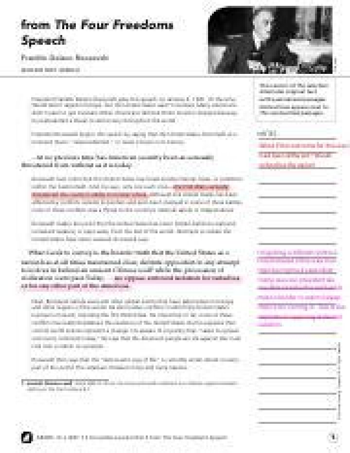 The Four Freedoms Speech PDF Answer Key & Analysis