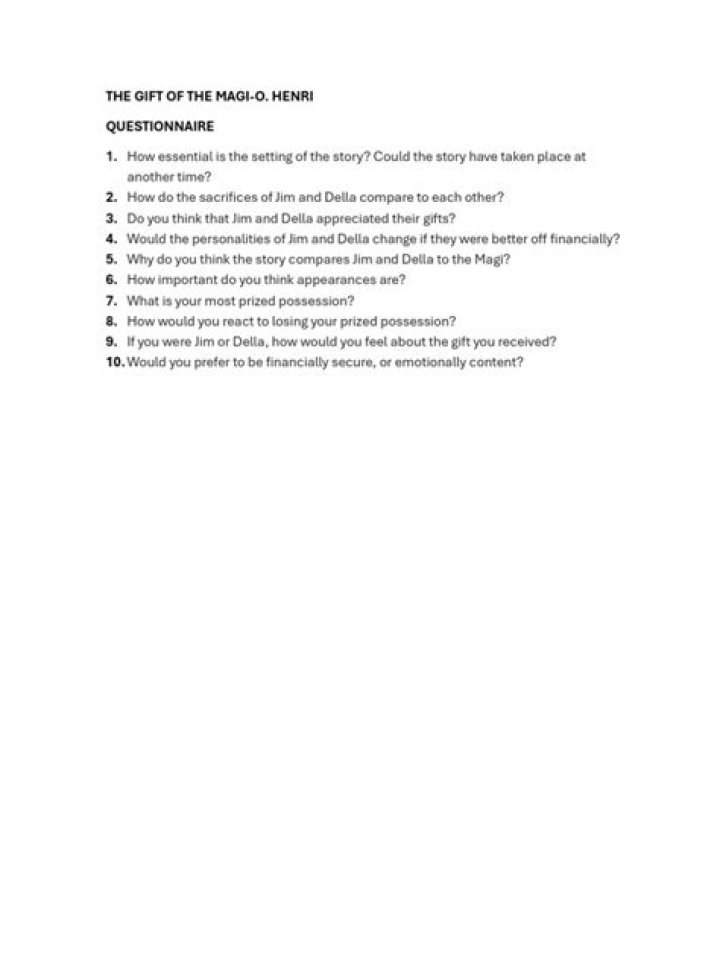 The Gift of the Magi Questions PDF: Answers & Analysis
