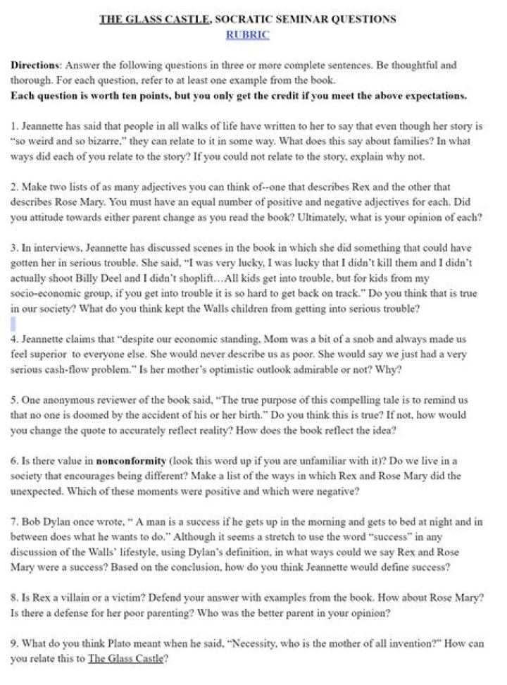 The Glass Castle Discussion Questions PDF: Explore Family & Growth