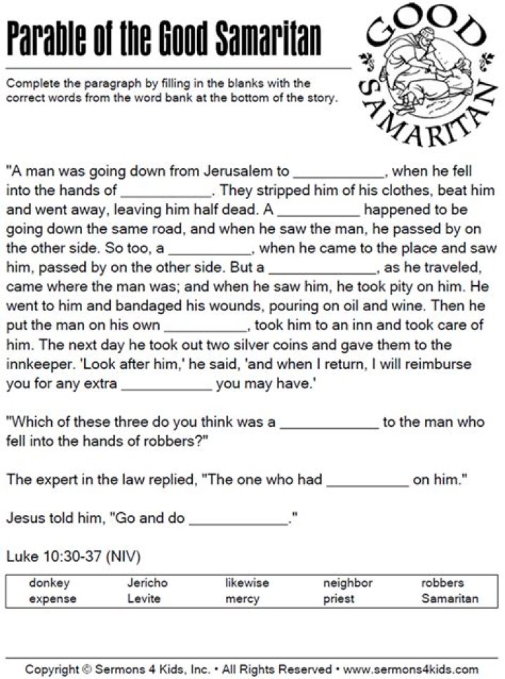 Free The Good Samaritan Worksheet PDF – Teach Empathy & Kindness
