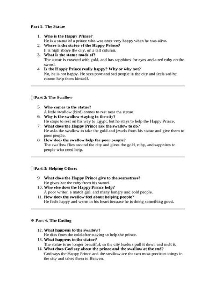 The Happy Prince: Questions & Answers PDF – Complete Study Guide