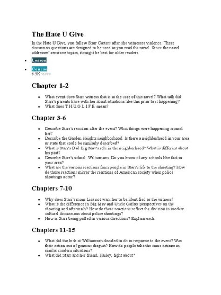 The Hate U Give Discussion Questions PDF: Analyze & Reflect