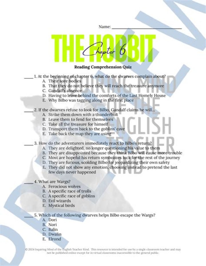 The Hobbit Chapter 1 Questions PDF: Study Guide & Key Analysis