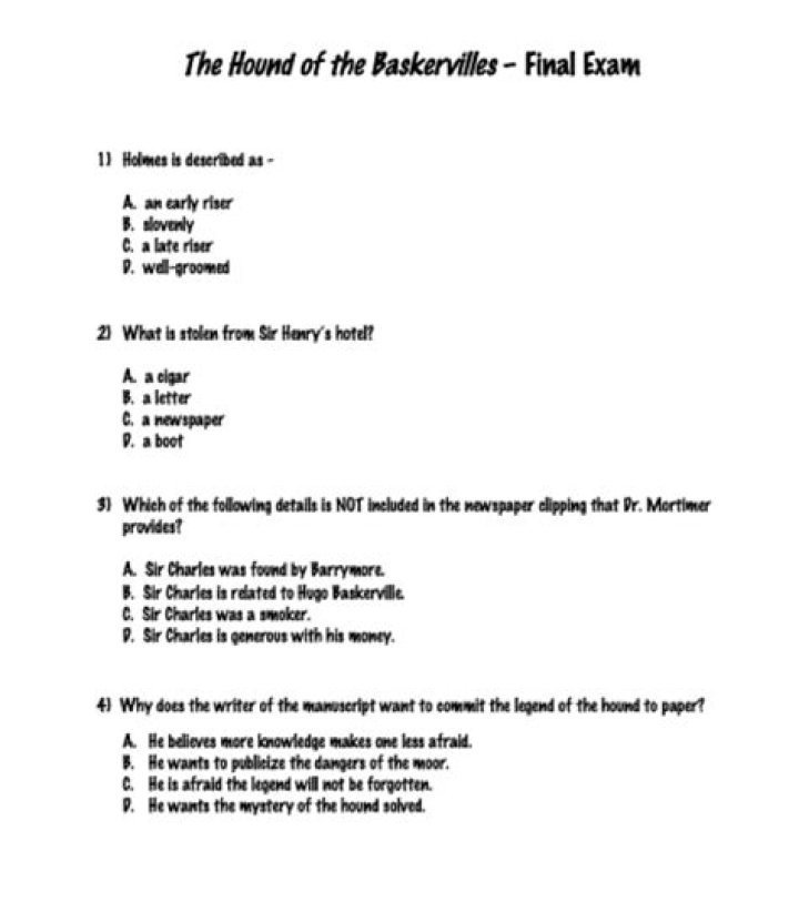 The Hound of the Baskervilles: Ultimate Questions and Answers PDF