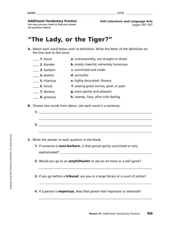 The Lady or the Tiger Questions PDF: Analyze Moral Dilemmas