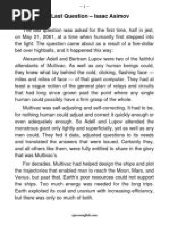 The Last Question: Isaac Asimov’s PDF Legacy Explored