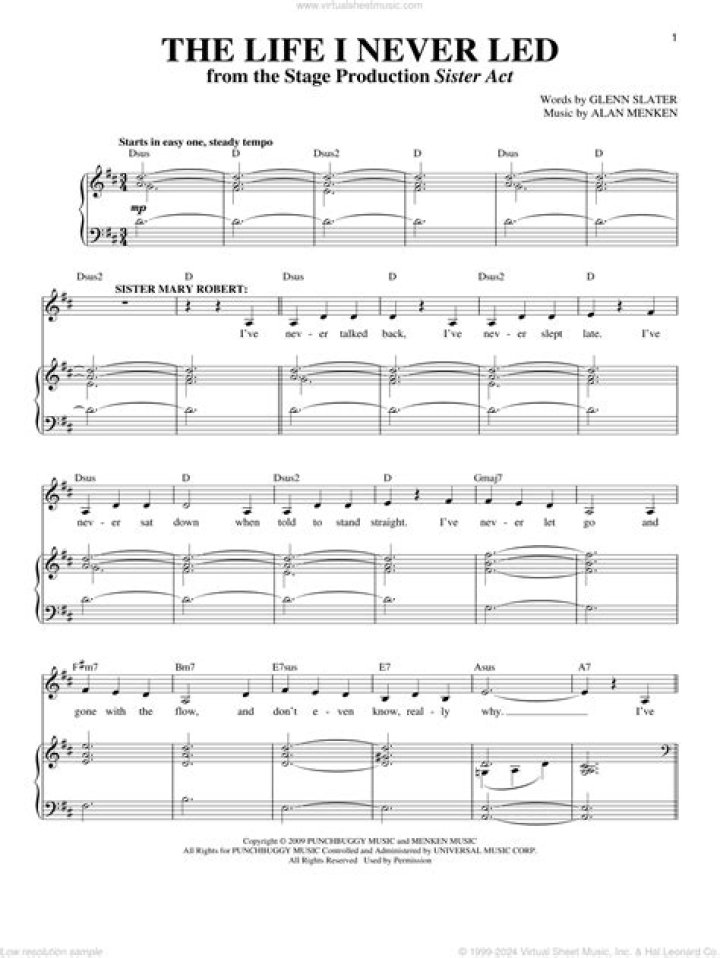 The Life I Never Lived: Sister Act Sheet Music PDF