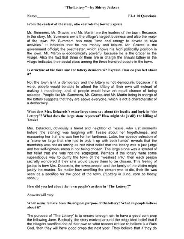 The Lottery Questions and Answers PDF – Complete Guide