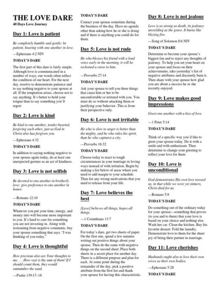 The Love Dare for Parents: Top 40 PDF List with Heartfelt Challenges