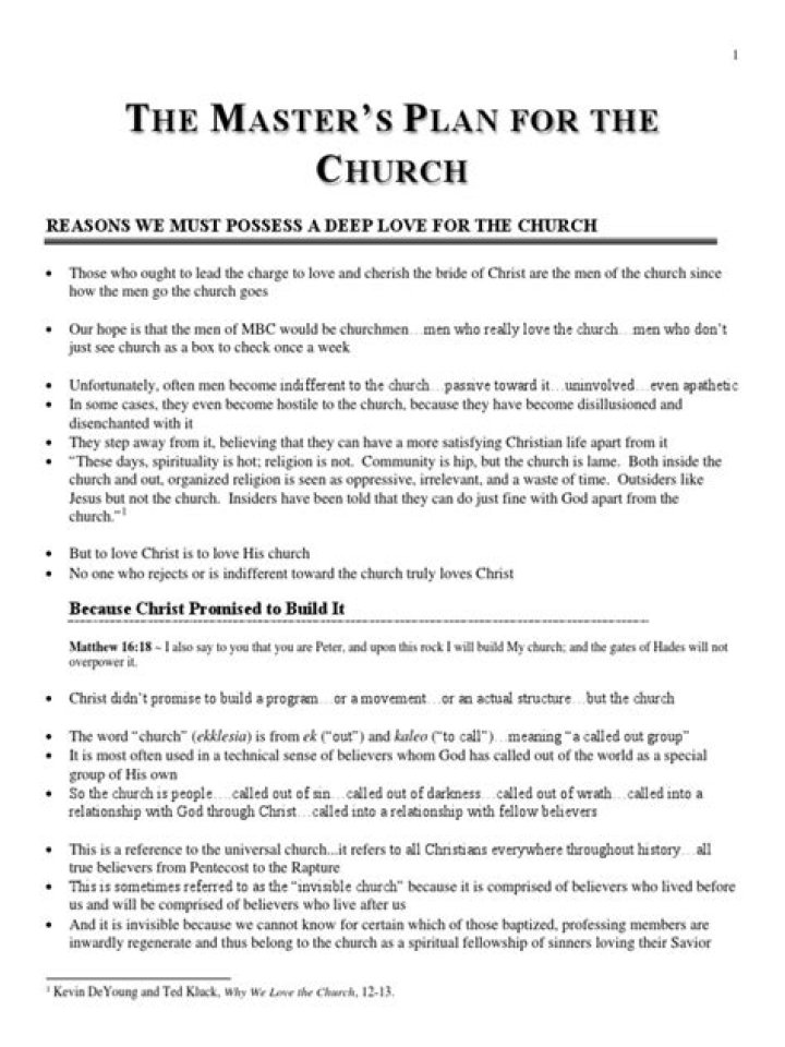 The Master's Plan for the Church: Full PDF Guide