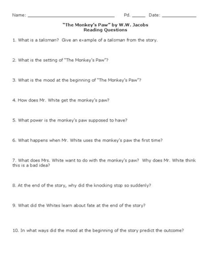 The Monkey's Paw Questions PDF: Essential Analysis & Discussion