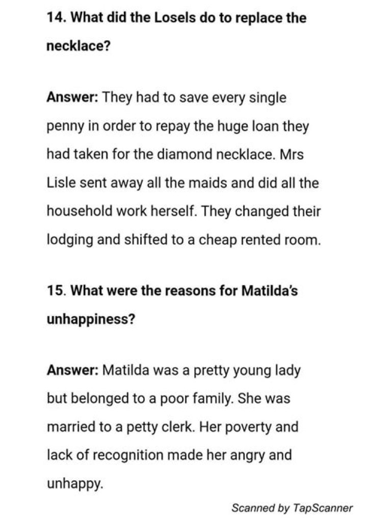 The Necklace: Expert Questions & Answers PDF