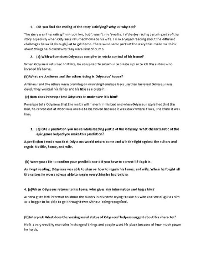 The Odyssey Part 1 Test PDF: Full Exam Practice & Analysis