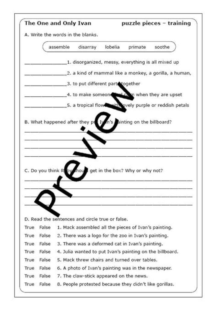 The One and Only Ivan Discussion Questions PDF – Download Free Discussion Guide